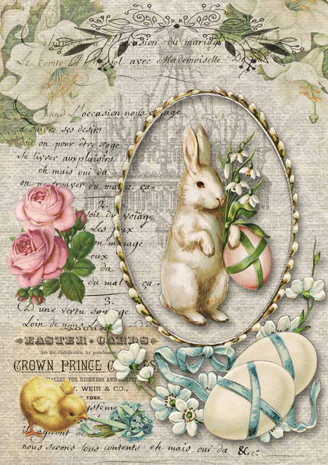Decoupage Queen Nancy's Spring Bunny A4 Rice Paper