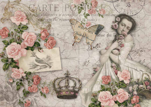 Decoupage Queen Rosie's Postcard A4 Rice Paper