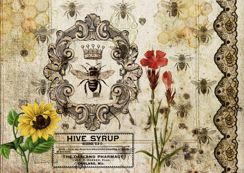 Decoupage Queen Hive Syrup A3 Rice Paper