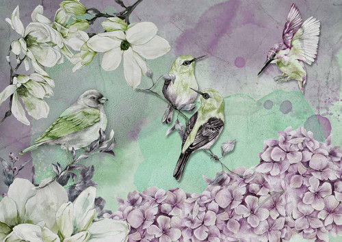 Decoupage Queen Pastel Birds A4 Rice Paper