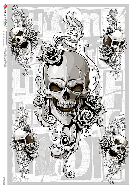 Paper Designs Skull 0020 A4 Decoupage Rice Paper