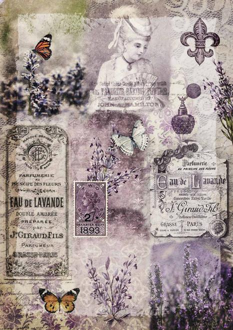 Decoupage Queen Old Lace and Lavender A3 Rice Paper