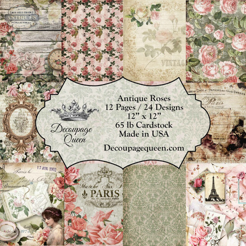 Decoupage Queen Antique Roses Mini Scrapbook Paper Set