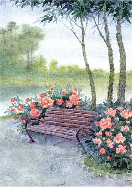 Paper Designs Park Bench Watercolor Rice Paper for Furniture