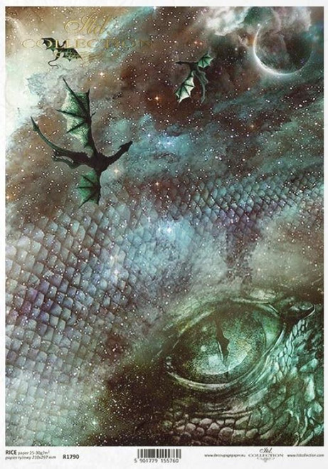 ITD Collection Dragon Face Eye A4 Decoupage Rice Paper