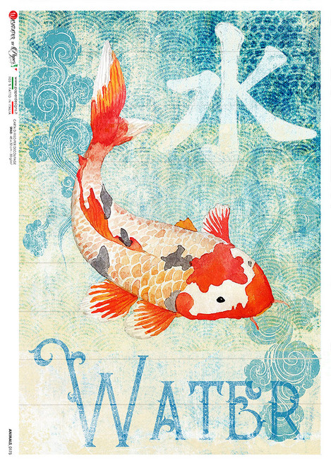 Paper Designs Koi Fish Animals 0175 A3 Decoupage Rice Paper