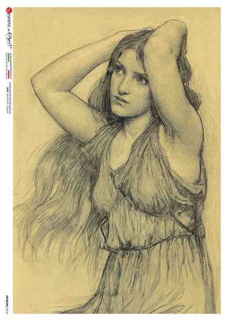 Paper Designs Sepia Classical Portrait Artwork 0114 A3 Decoupage Rice Paper