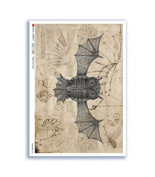 Paper Designs Steampunk Bat Old Object 0028 A4 Decoupage Rice Paper