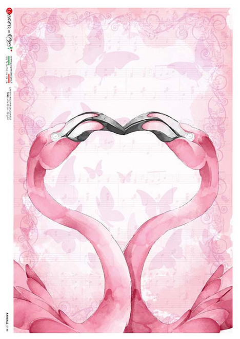Paper Designs Flamingos Animals 0144 A3 Decoupage Rice Paper