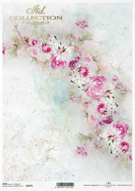 ITD Collection Textured Roses A4 Decoupage Rice Paper