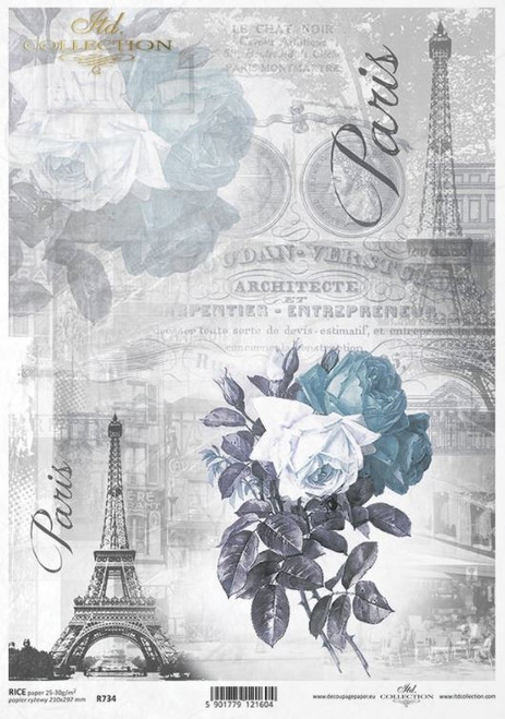 ITD Collection R0734 Parisian A4 Decoupage Rice Paper
