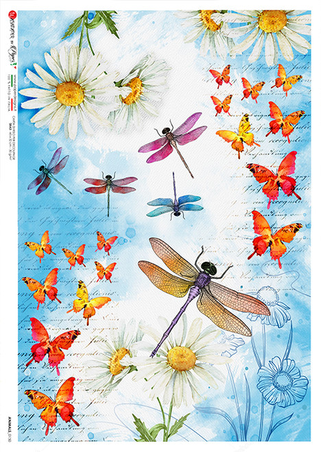 Paper Designs Dragonflies And Butterflies A2 Rice Paper for Furniture