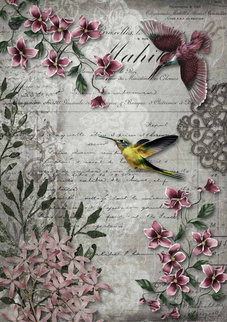 Decoupage Queen Hummingbird Song A2 Rice Paper for Furniture