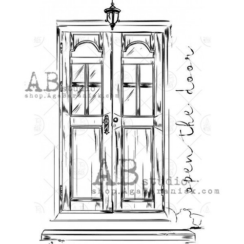 AB Studios 90x60mm Open the Door Rubber Stamp