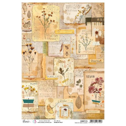 Ciao Bella Sign of the Times Book of Dried Flowers A4 Decoupage Rice Paper