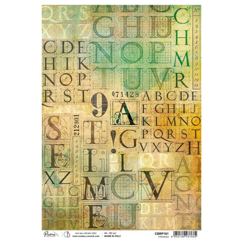 Ciao Bella Sign of the Times Typefaces Italian Made Rice Paper Decoupage A4