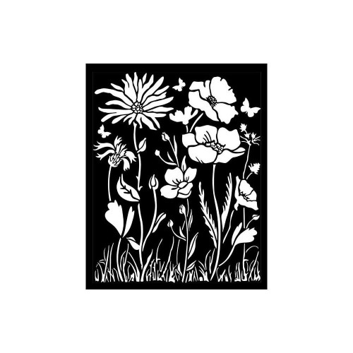 Stamperia Atelier Des Artes Poppy Flower Stencil 7.87"X9.84" cm for Mixed Media, Art Journals, Home Decor KSTD072