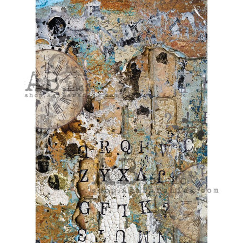 AB Studios Rice Paper A4 Chippy Rusty Wall 0145