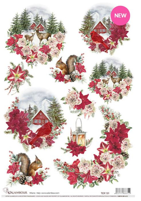 Calambour Christmas Winter Scenes A3 Decoupage Rice Paper