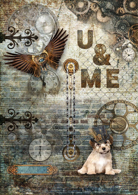 Decoupage Queen Steampunk Dog A4 Rice Paper