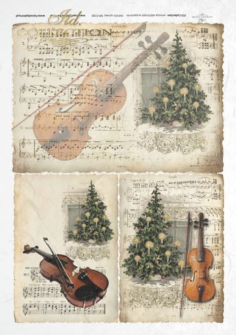 ITD Collection R0188 Musical Christmas Scenes A4 Decoupage Rice Paper