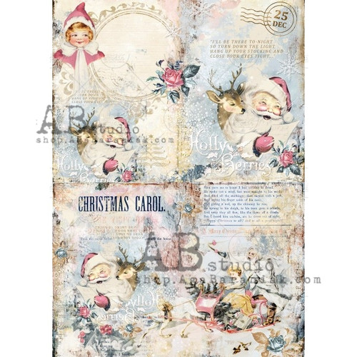 AB Studios 0366 Vintage Santa & Sleigh A4 Decoupage Rice Paper