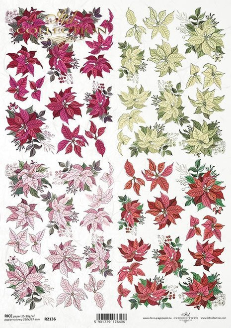 ITD Collection Poinsettias Decoupage Paper Pack