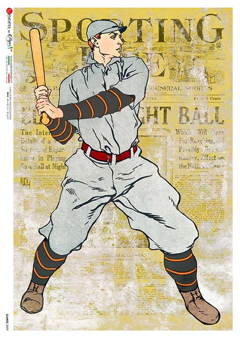 Paper Designs 0009 Vintage Baseball A3 Decoupage Rice Paper