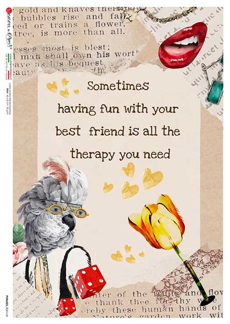 Paper Designs 0041 Best Friend Therapy A3 Decoupage Rice Paper