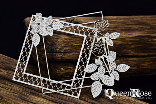 Snipart Queen Rose Layered Square Chipboard Frame