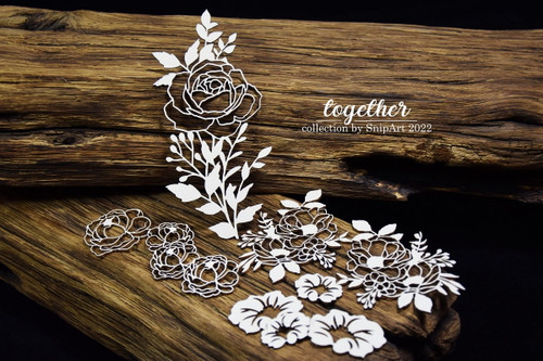 Snipart Together Openwork Flowers Roses Chipboard Set