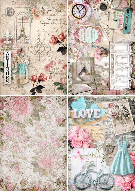 Decoupage Queen Shabby 4 Pack A4 Rice Paper