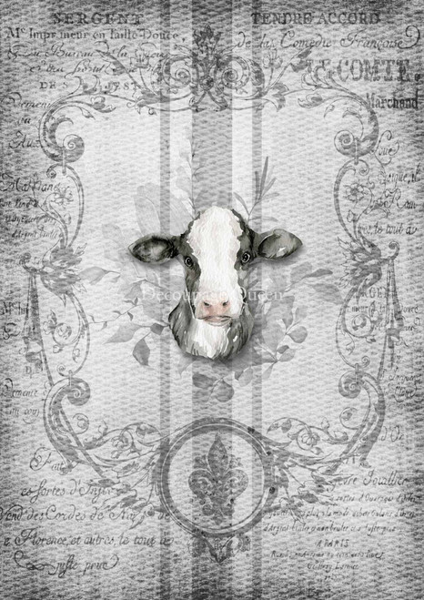 Decoupage Queen Grain Sack Cow A4 Rice Paper