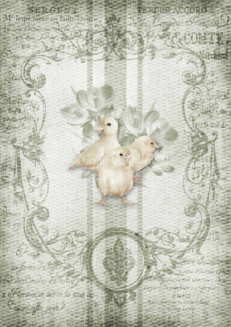 Decoupage Queen Grain Sack Chicks A2 Rice Paper