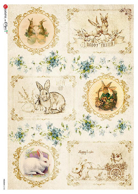 Paper Designs Holiday 0100 Easter Bunnies A4 Rice Paper