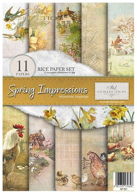 ITD Collection Rice Paper Pack of 11 A4 Spring Impressions