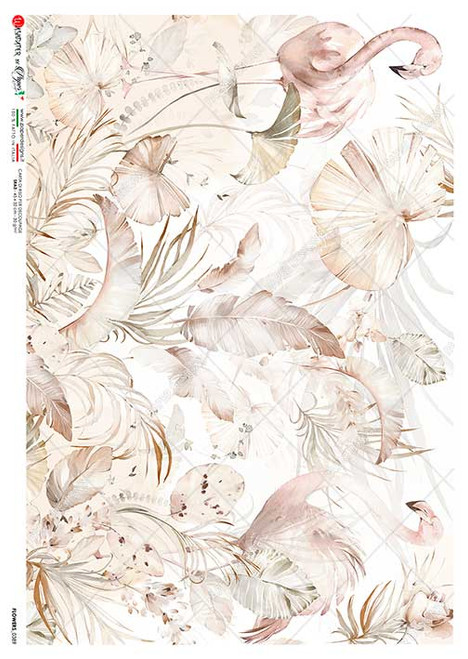 Paper Designs Rice Paper Soft Pink Tropicals Flower 0389 A3 Rice Paper