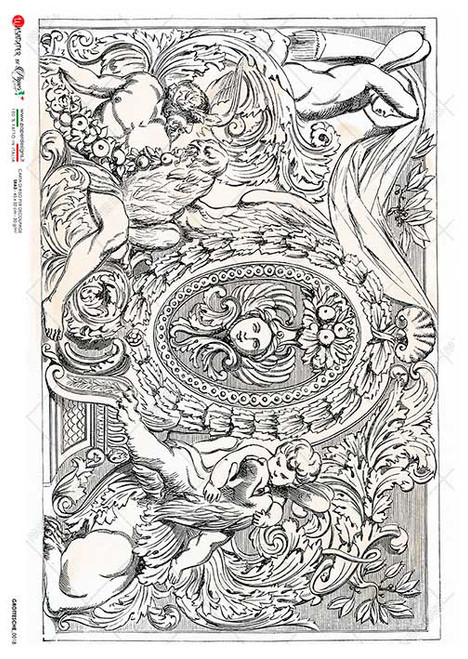 Paper Designs Rice Paper Bacchus Etching Grottesque 0018 A3 Rice Paper
