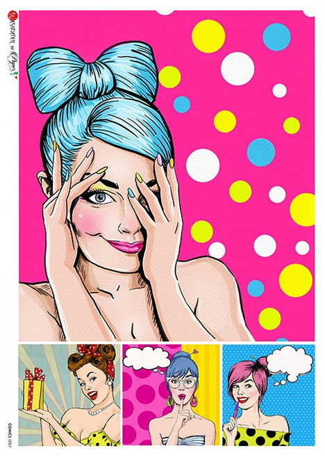 Paper Designs Peekabo Polka Dots Comic Ladies A4 Rice Paper