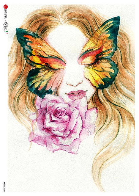 Paper Designs Lady with a Butterfly Mask A1 Rice Paper