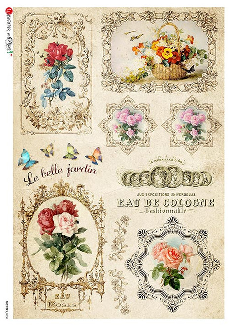 Paper Designs Le Belle Jardin Rose Scenes A3 Rice Paper