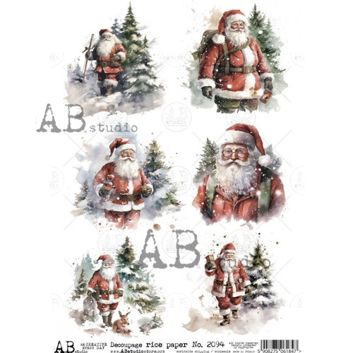 AB Studios Mini Santa Portraits Rice Paper