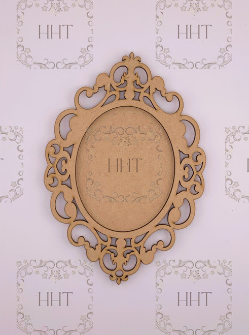 MDF Ornament with Overlay Scroll Frame, 2 pieces