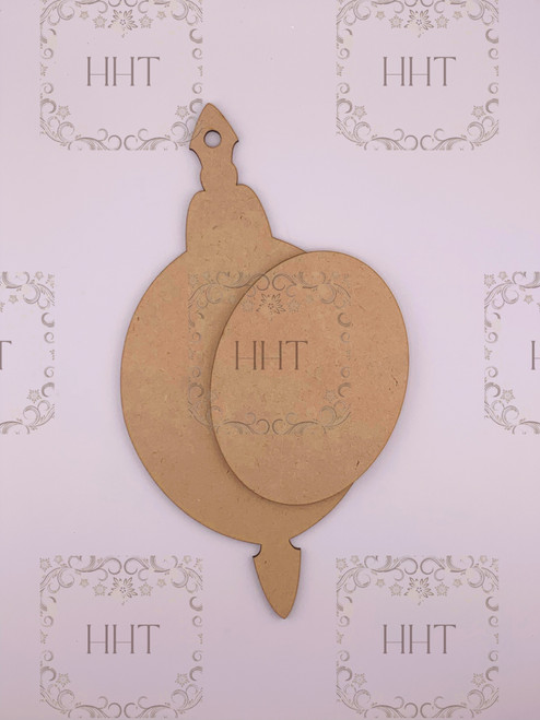 MDF Oval Ornament with Center Overlay, 2 Pieces