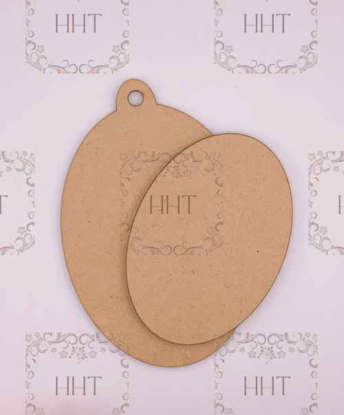 MDF Oval Ornament w/ Overlay, 2 pieces