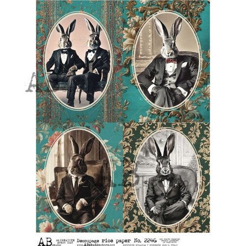 AB Studios Distinguished Bunny Portraits A4 Rice Paper