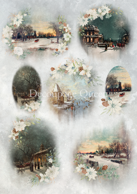 Decoupage Queen Dainty and the Queen Winter Scenes A3 Rice Paper