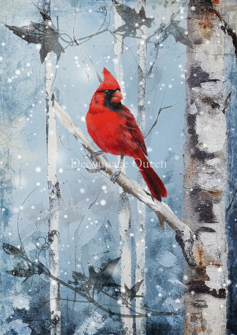 Decoupage Queen Hand Painted Cardinal A2 Rice Paper