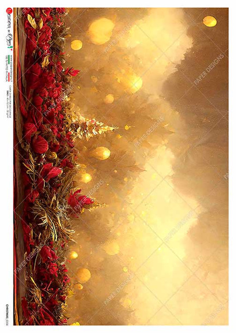 Paper Designs Gold Bokeh Holiday Scene A3 Rice Paper
