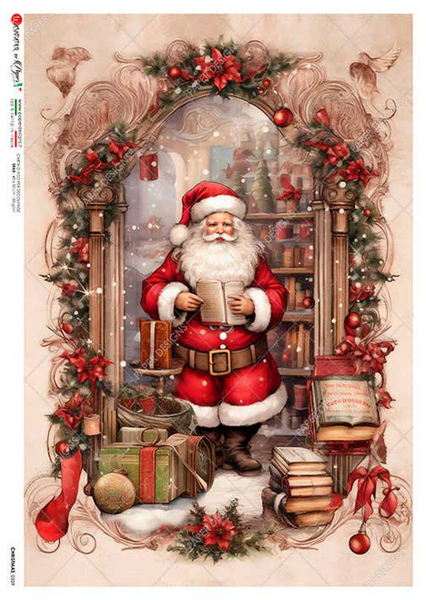 Paper Designs Santa in his Study A4 Rice Paper